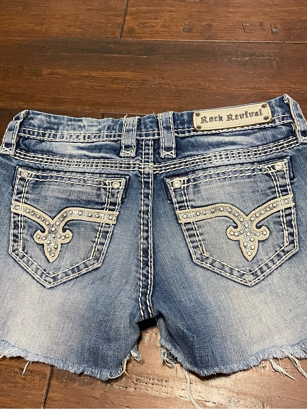 Rock Revival Light Blue Embellished Denim Cutoff Shorts